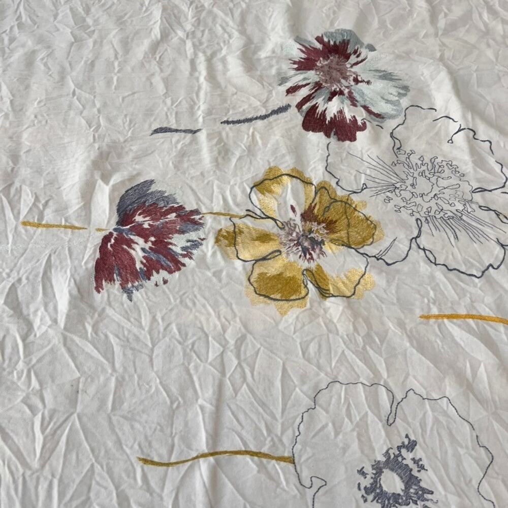 Cynthia Rowley Window Curtain Panel 67" x 68" Colorful Embroidered Floral Design